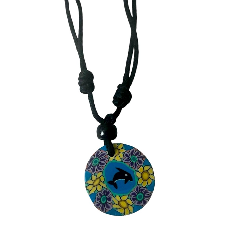 Vintage Fimo Clay Pendant Necklace